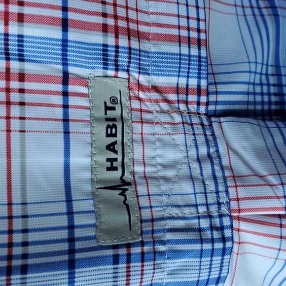 Habitat SS fishing shirt Red white blue plaid Small 40+solar factor - Picture 10 of 15